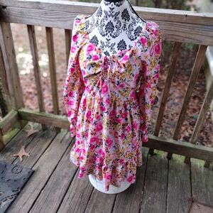 Coquette Girl Floral Long Sleeve Dress